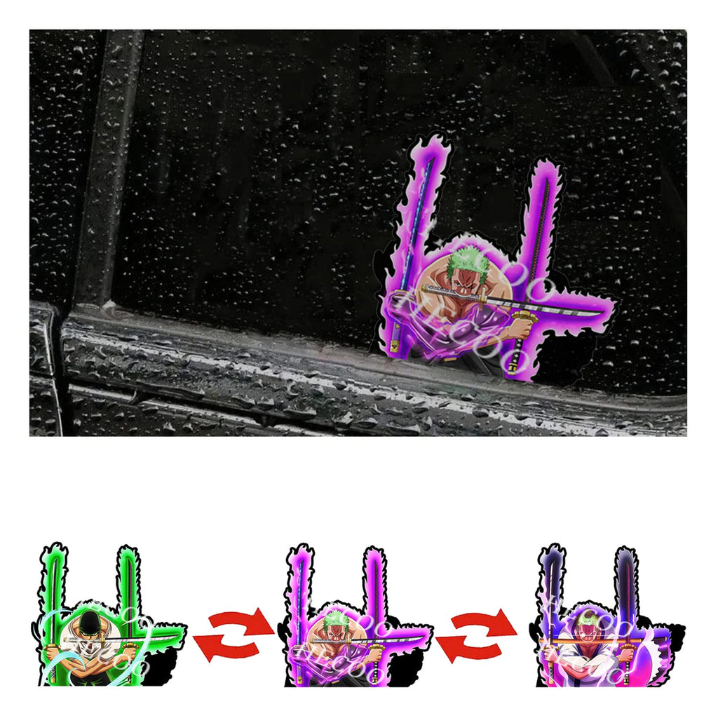 HECOO Pegatinas 3D de Anime Dinámicas Impermeables para Coche 5.55" x 5" Pegatinas de Movimiento de Manga Japonesa con Imagen de Ilusión para Coche, Ordenador, Portátil, Monopatín, Decoración de Pared, Pegatinas Geniales, Regalos de Anime para Niños