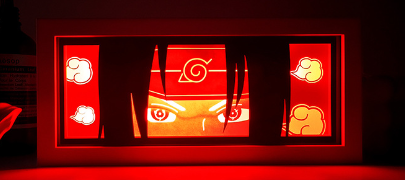 Caja de luz LED de papel recortado con diseño de anime (un juego)